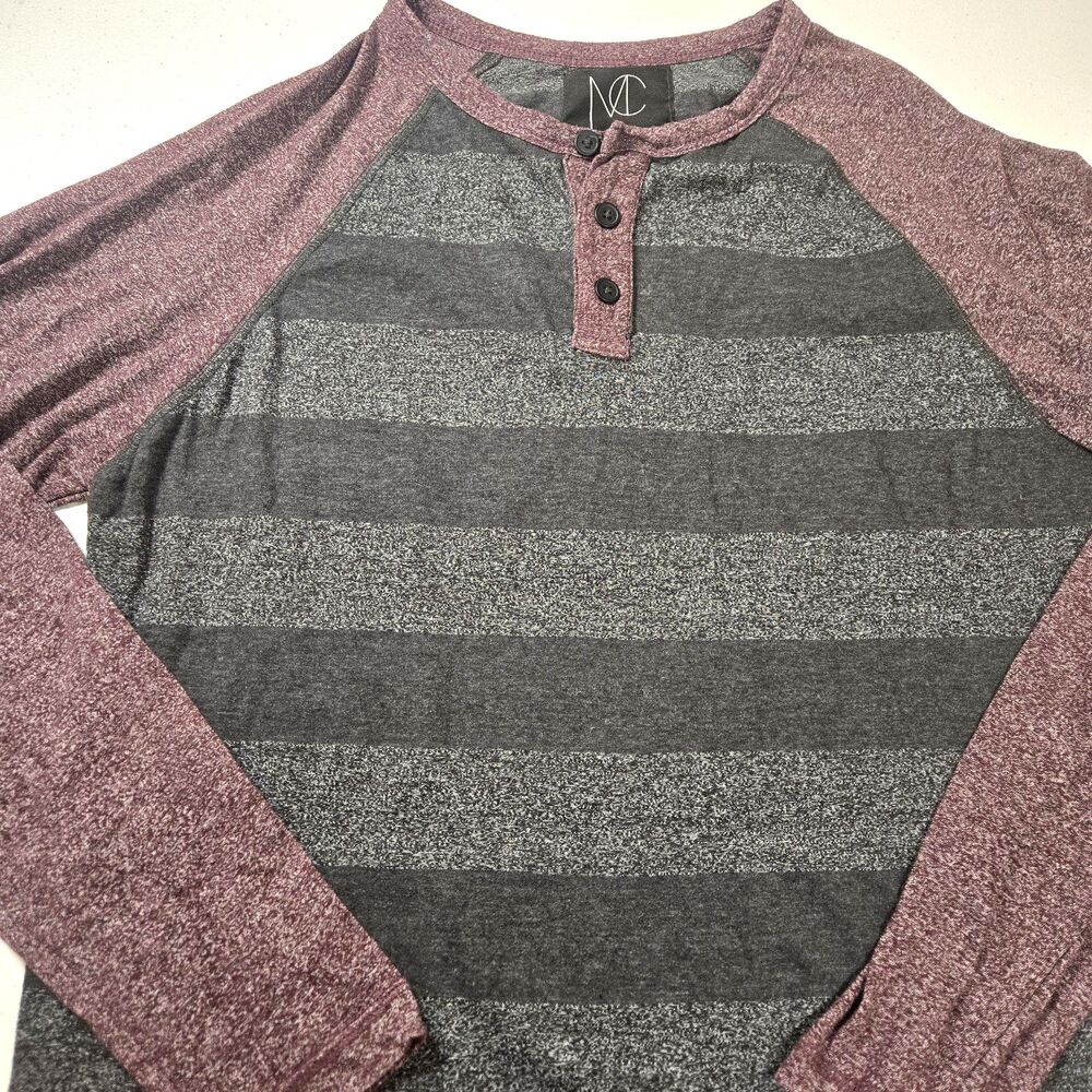 Modern Culture Henley Shirt Men’s Stipe Pocket Tee Long Sleeve 1/4 Button Up